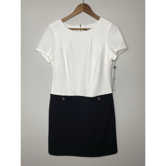 Tommy Hilfiger Dresses & Skirts - Tommy Hilfiger Shift Dress Black White Gold Accents Size 6‎ Color Block *NWT $99